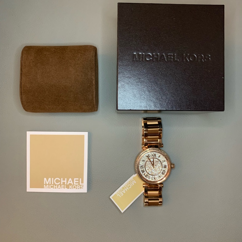NWT Michael Kors Skylar Watch, Crystal Rose Gold